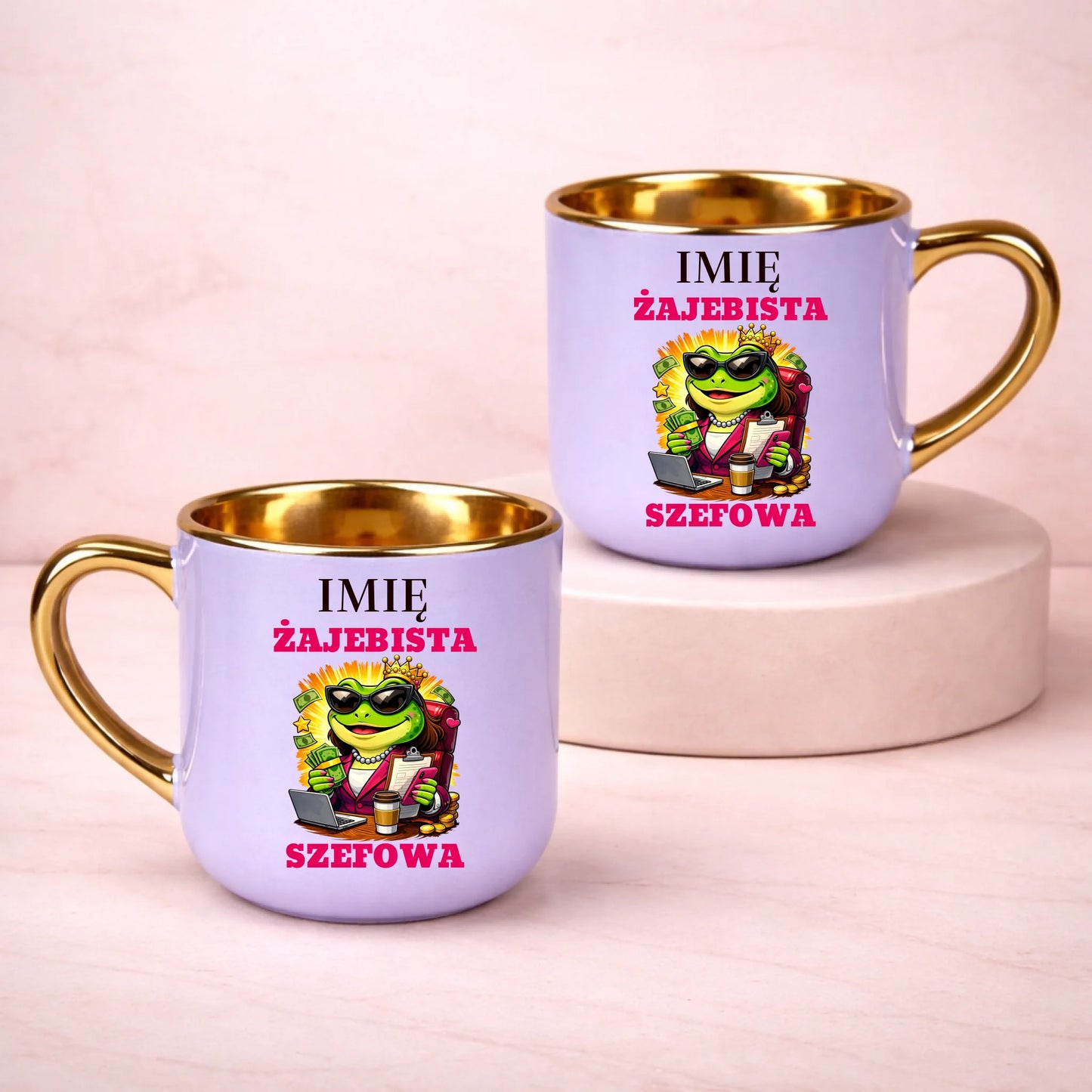 kubek z własnym nadrukiem 400ml personalizowane prezenty pl fioletowy