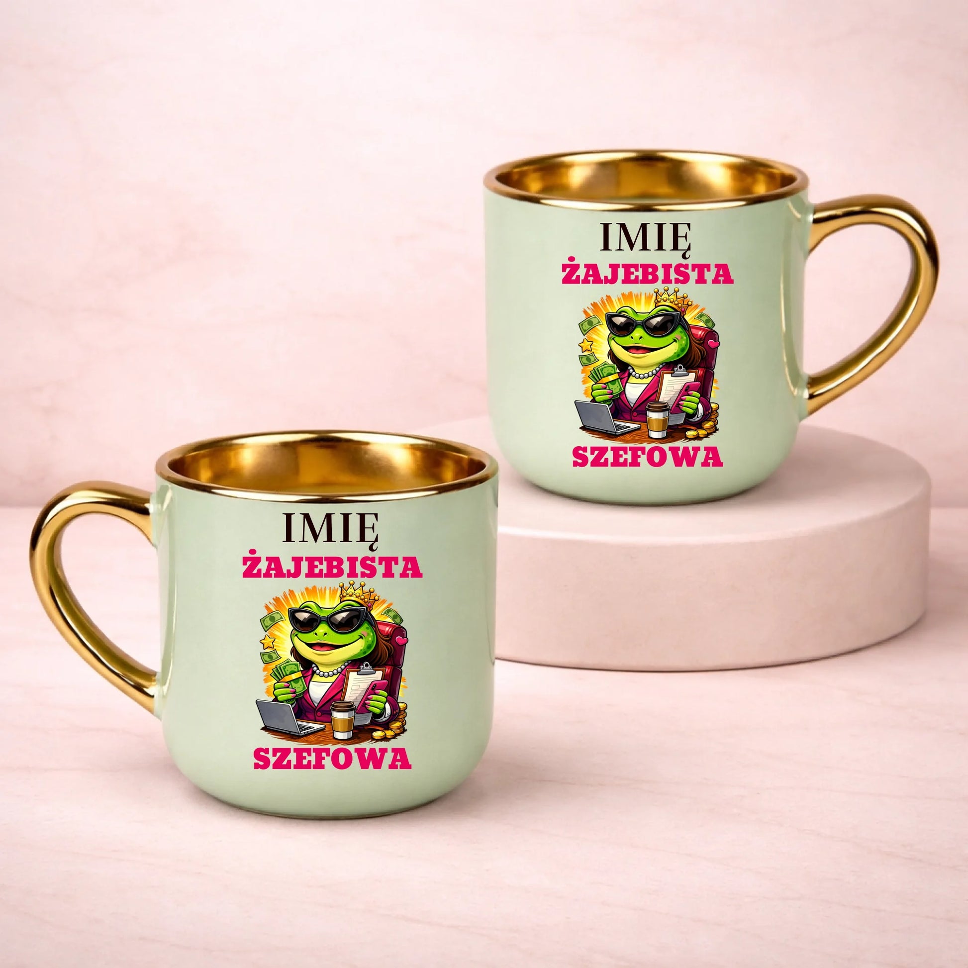 kubek z własnym nadrukiem 400ml personalizowane prezenty pl zielony