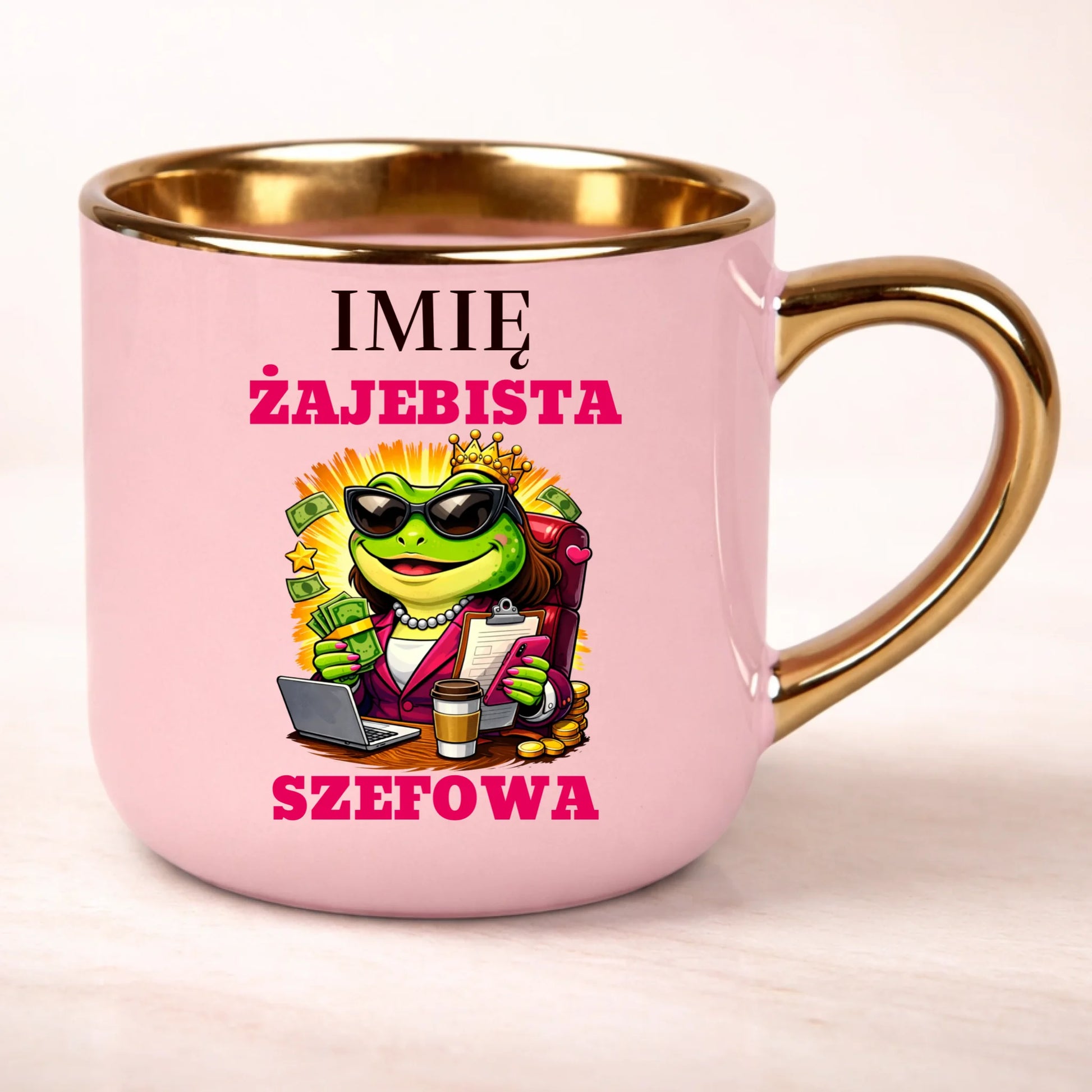 kubek personalizowany z nadrukiem 400ml rozowy