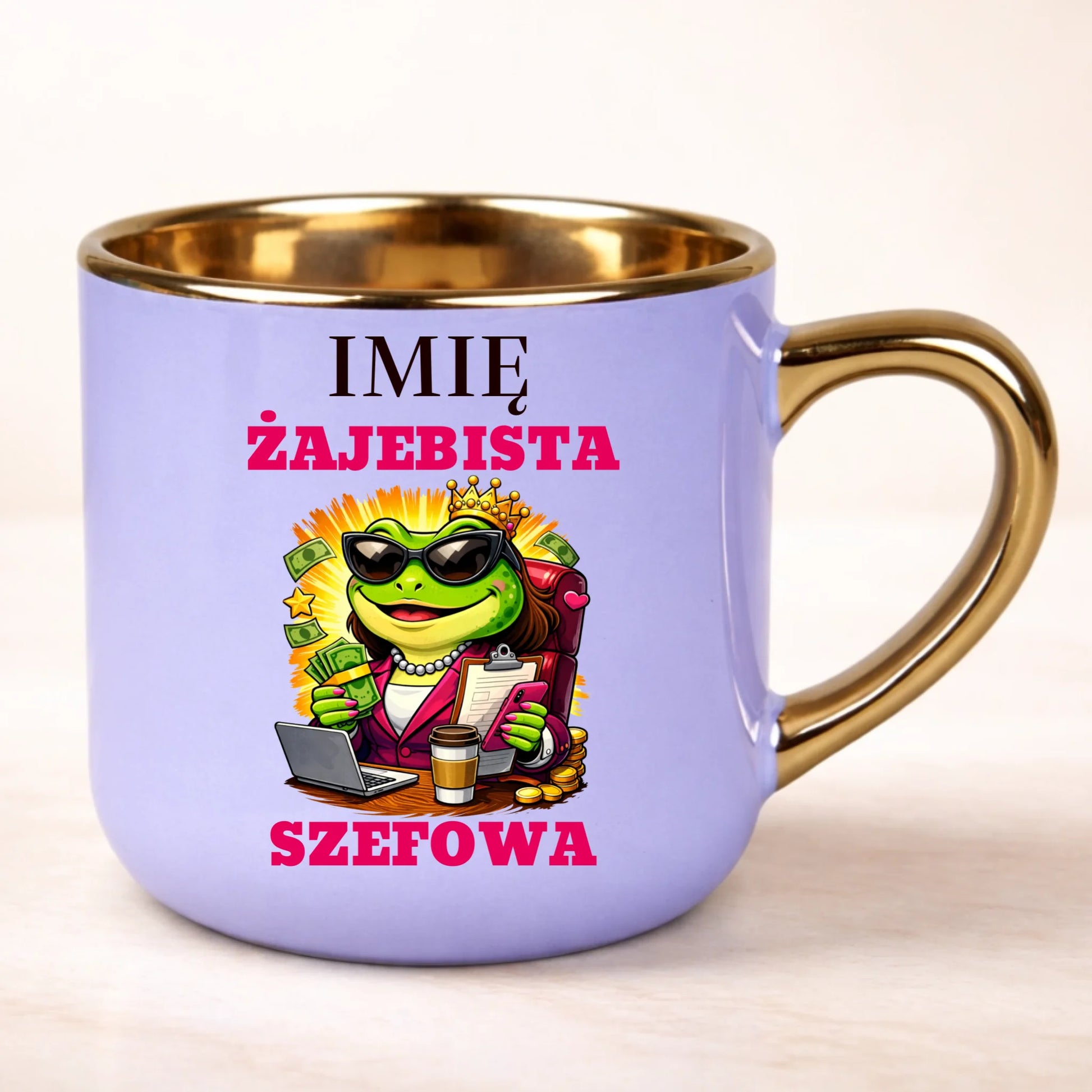 kubek personalizowany z nadrukiem 400ml fioletowy