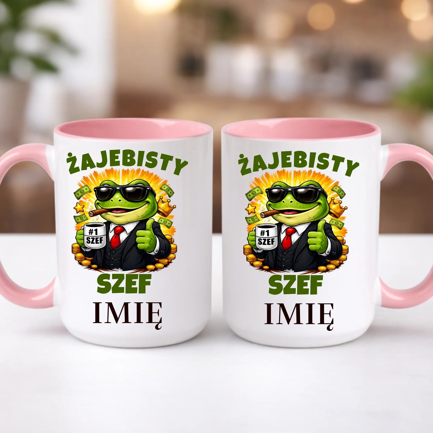 kubek z własnym nadrukiem 440ml personalizowane prezenty pl różowy