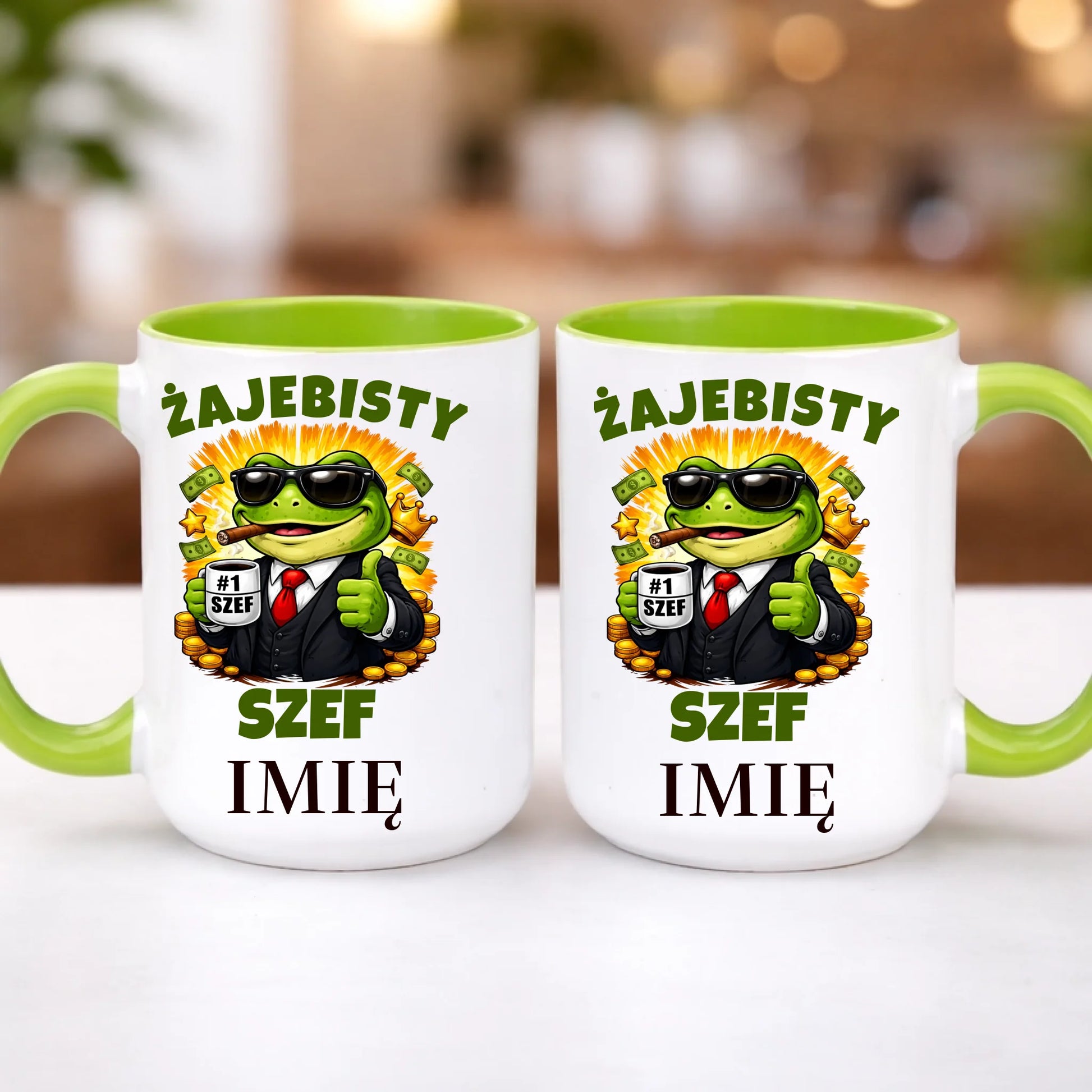 kubek z własnym nadrukiem 440ml personalizowane prezenty pl zielony
