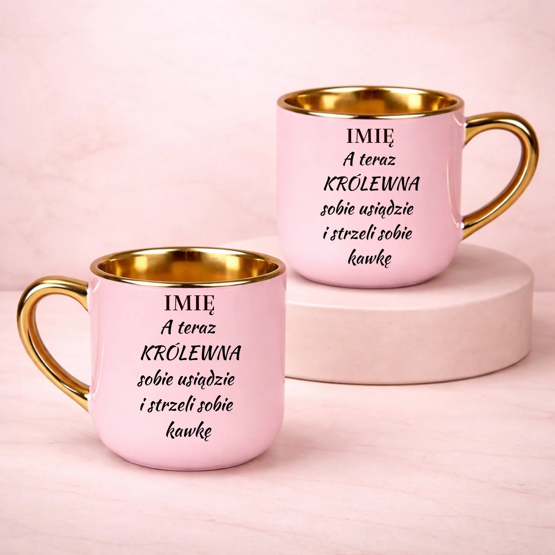 kubek z własnym nadrukiem 400ml personalizowane prezenty pl różowy
