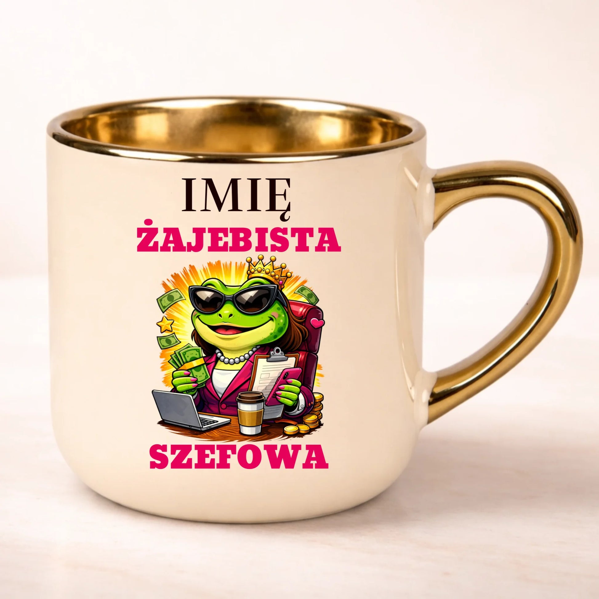kubek personalizowany z nadrukiem 400ml kremowy