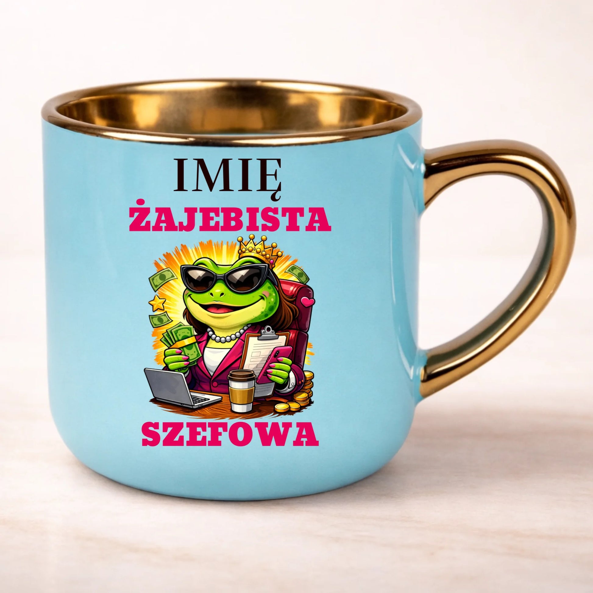 kubek personalizowany z nadrukiem 400ml niebieski