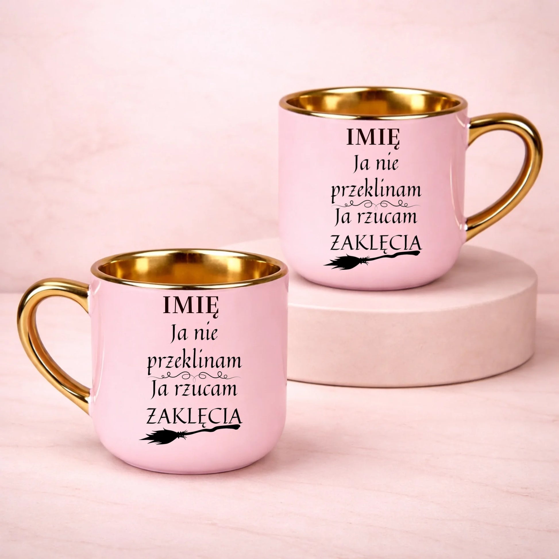 kubek z własnym nadrukiem 400ml personalizowane prezenty pl różowy