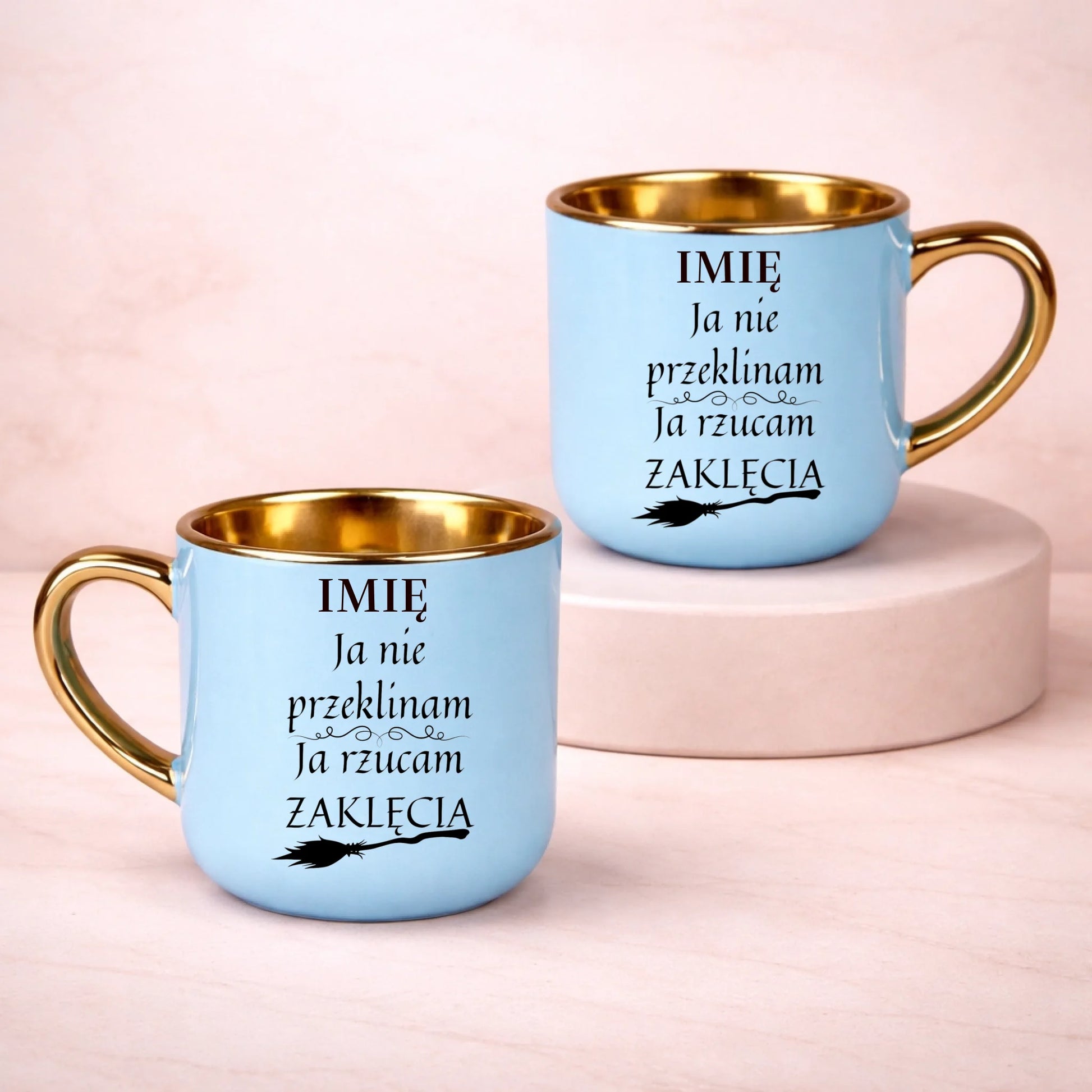 kubek z własnym nadrukiem 400ml personalizowane prezenty pl niebieski
