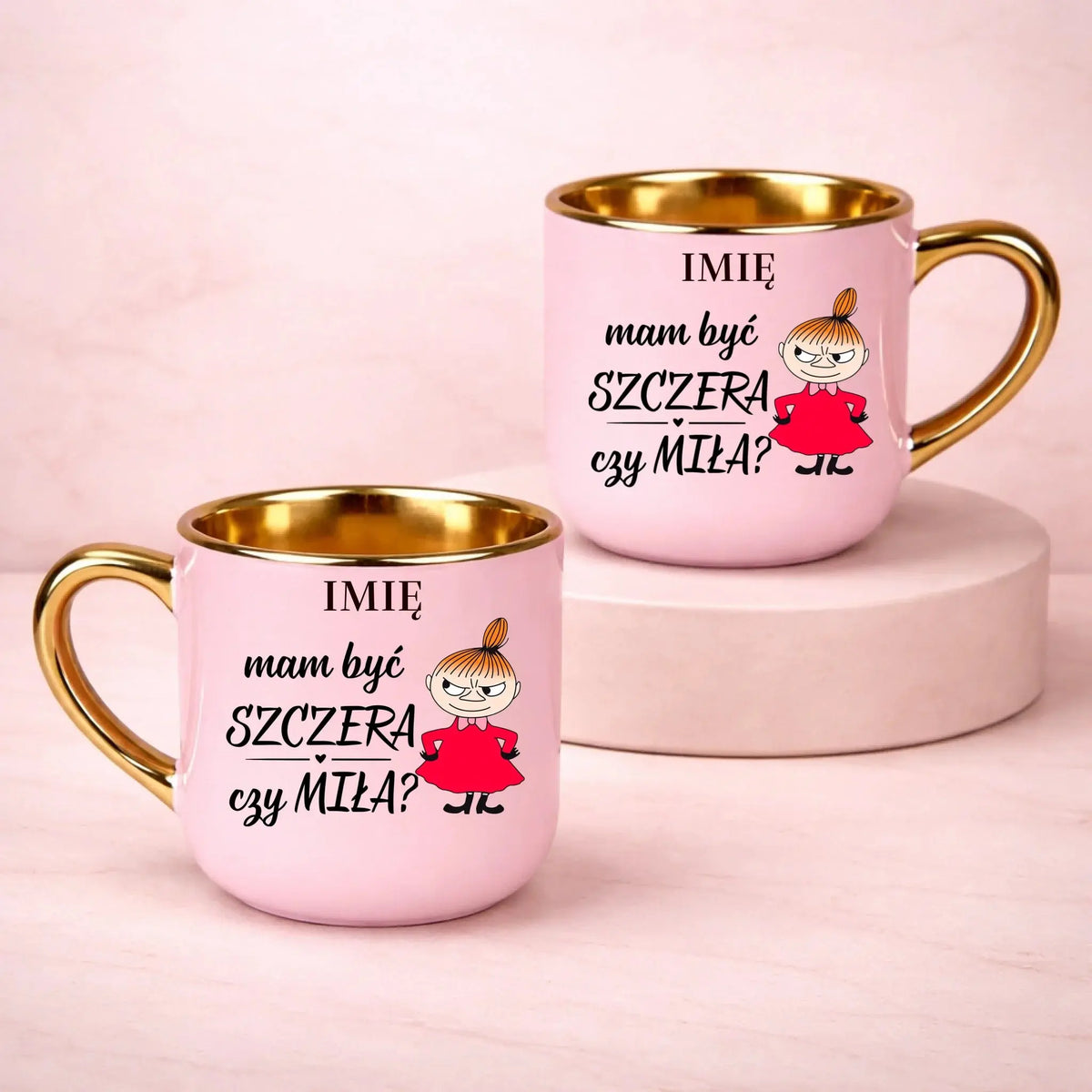 kubek z własnym nadrukiem 400ml personalizowane prezenty pl różowy