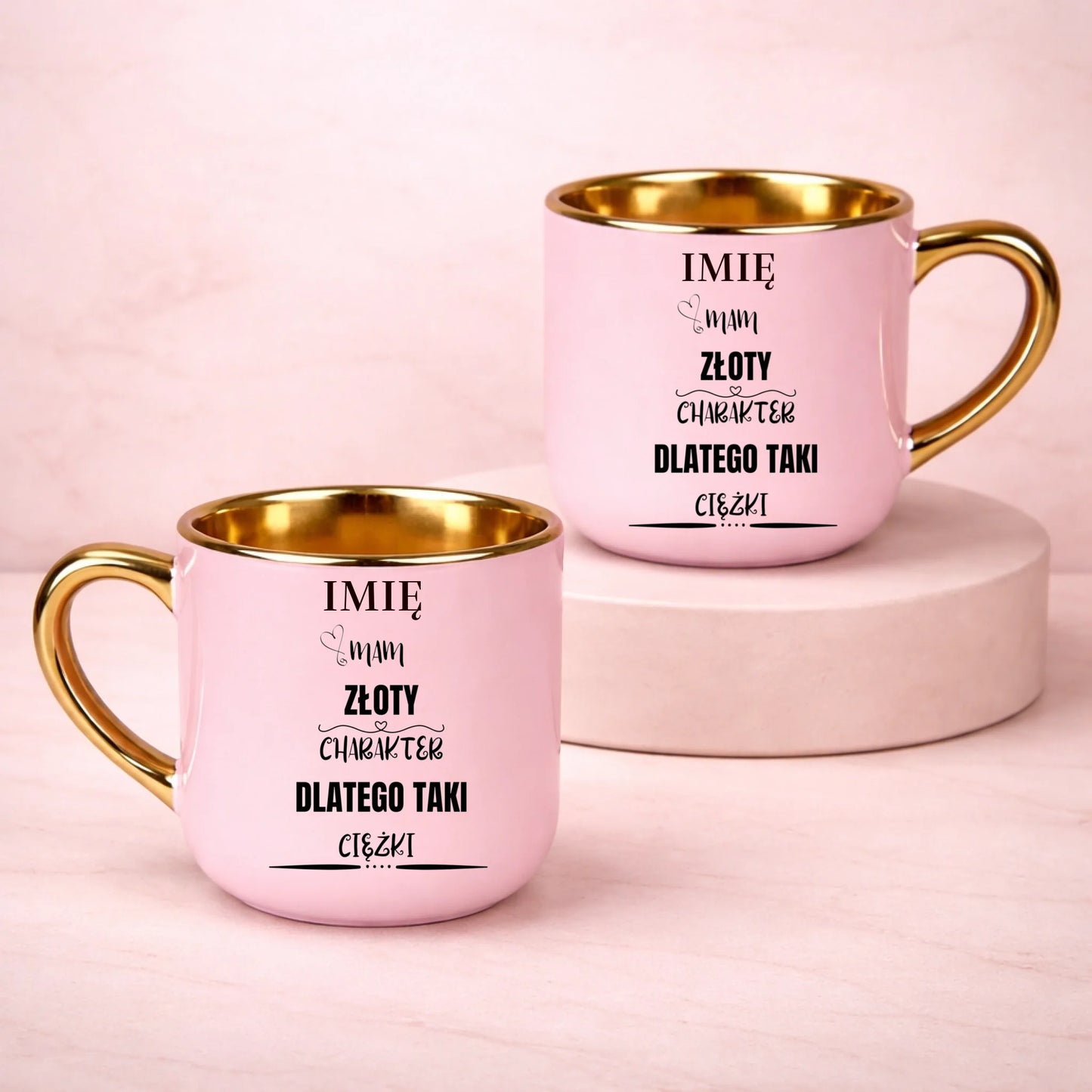kubek z własnym nadrukiem 400ml personalizowane prezenty pl różowy