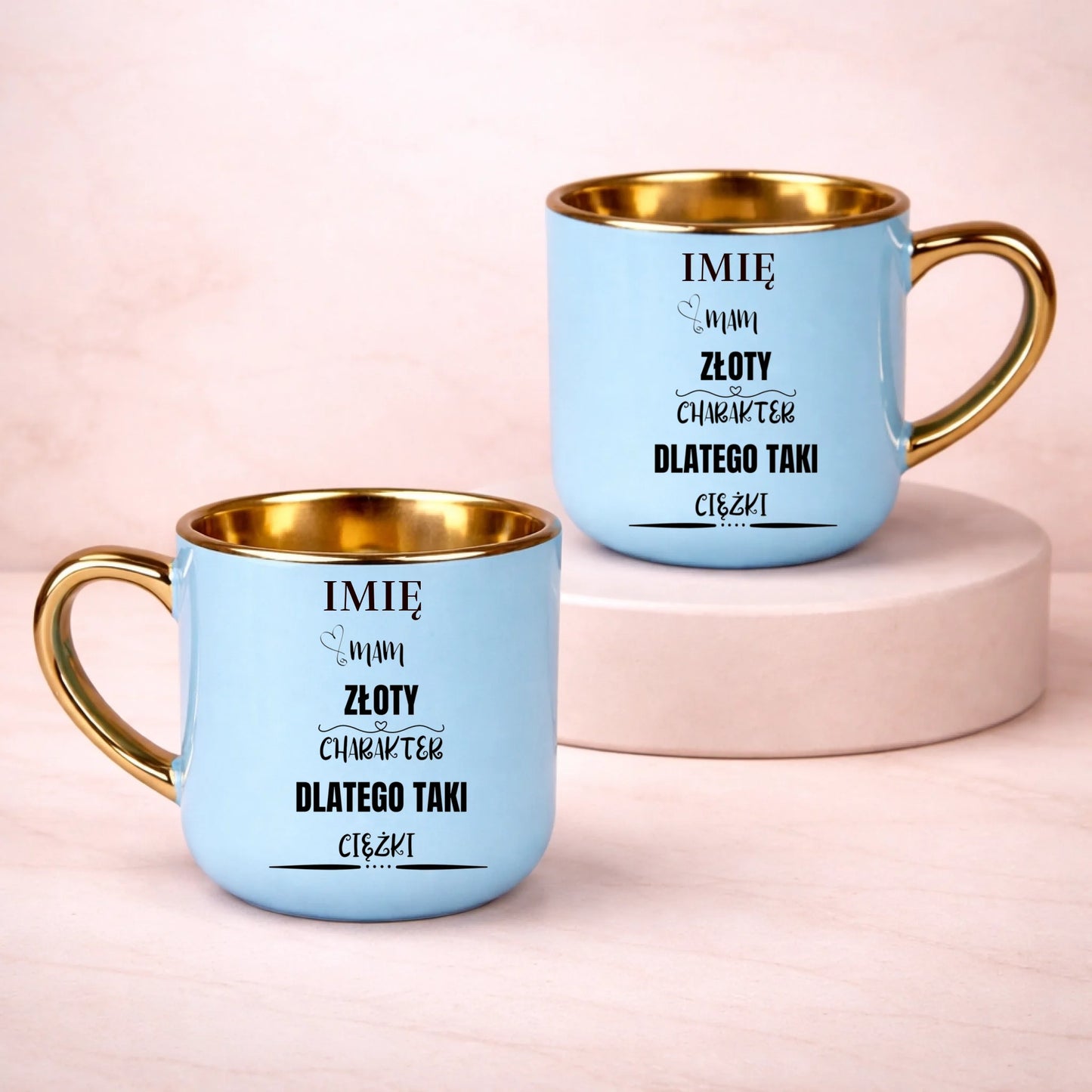 kubek z własnym nadrukiem 400ml personalizowane prezenty pl niebieski