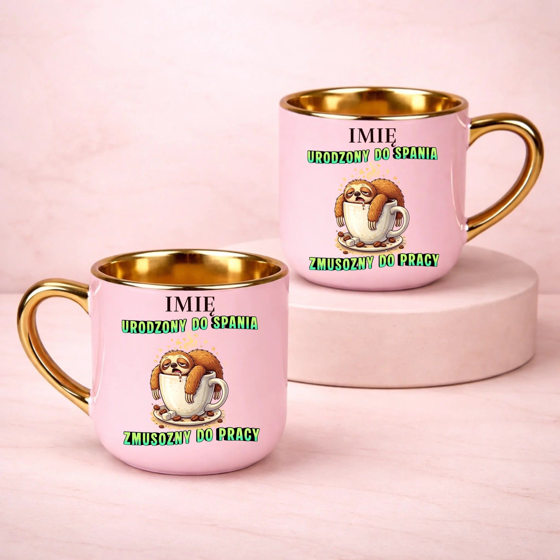 kubek z własnym nadrukiem 400ml personalizowane prezenty pl różowy