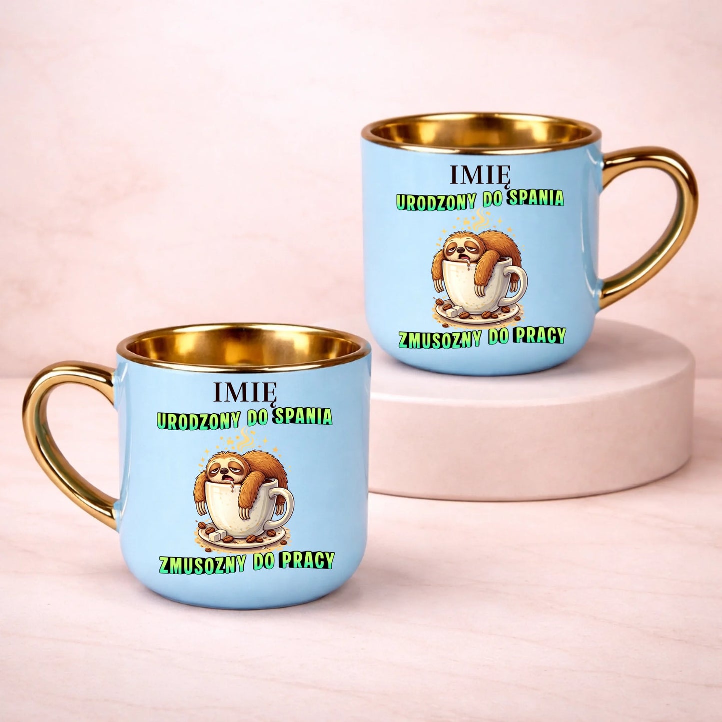 kubek z własnym nadrukiem 400ml personalizowane prezenty pl niebieski