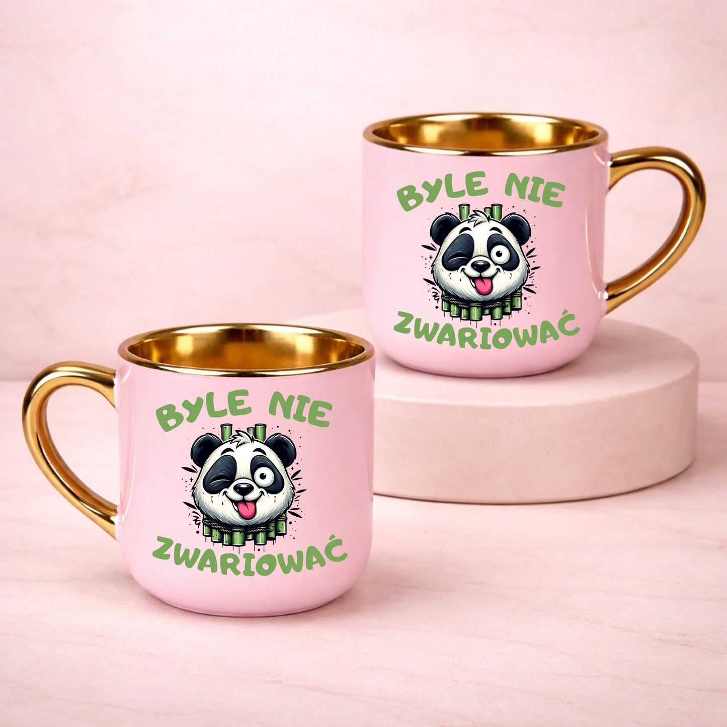 kubek z własnym nadrukiem 400ml personalizowane prezenty pl różowy