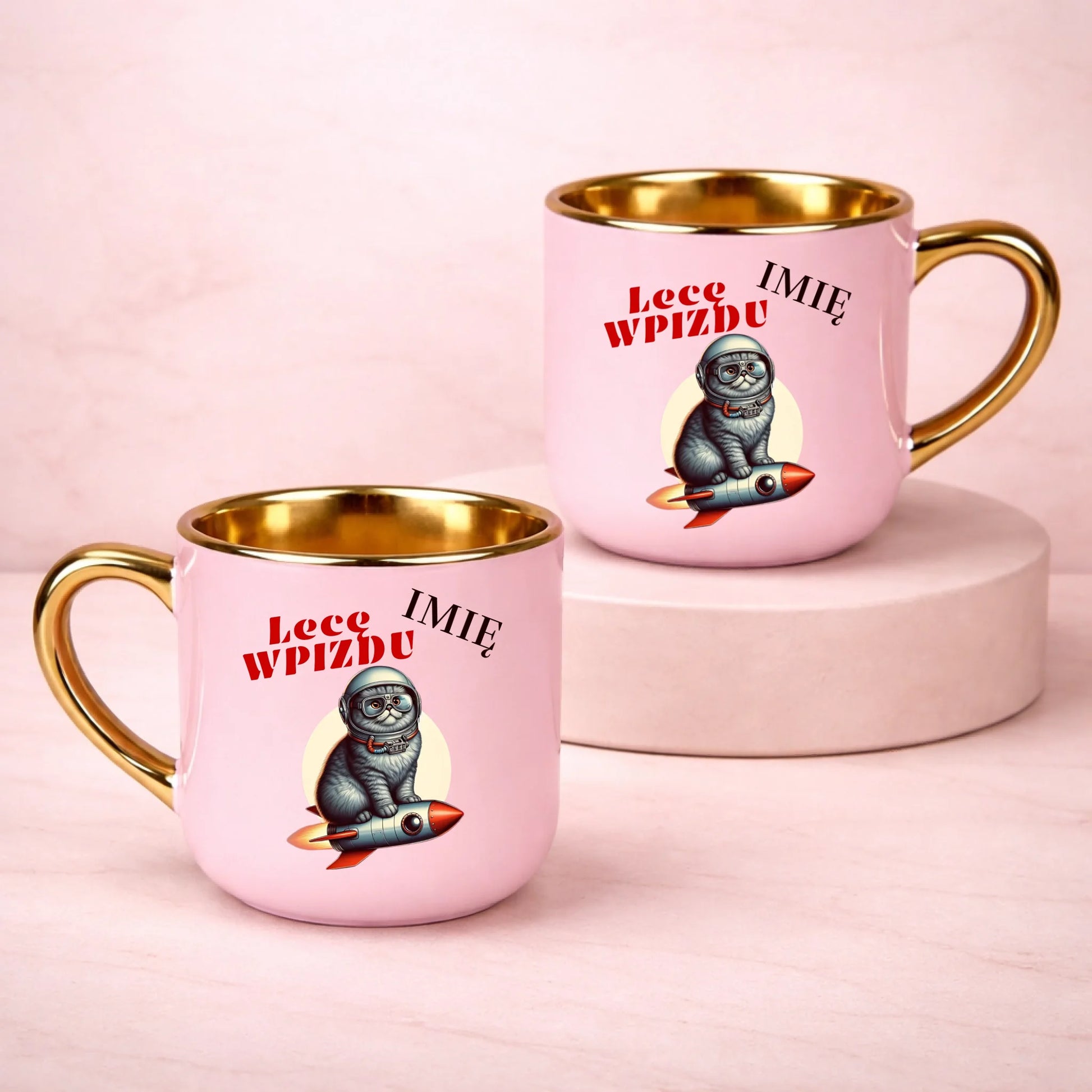 kubek z własnym nadrukiem 400ml personalizowane prezenty pl różowy