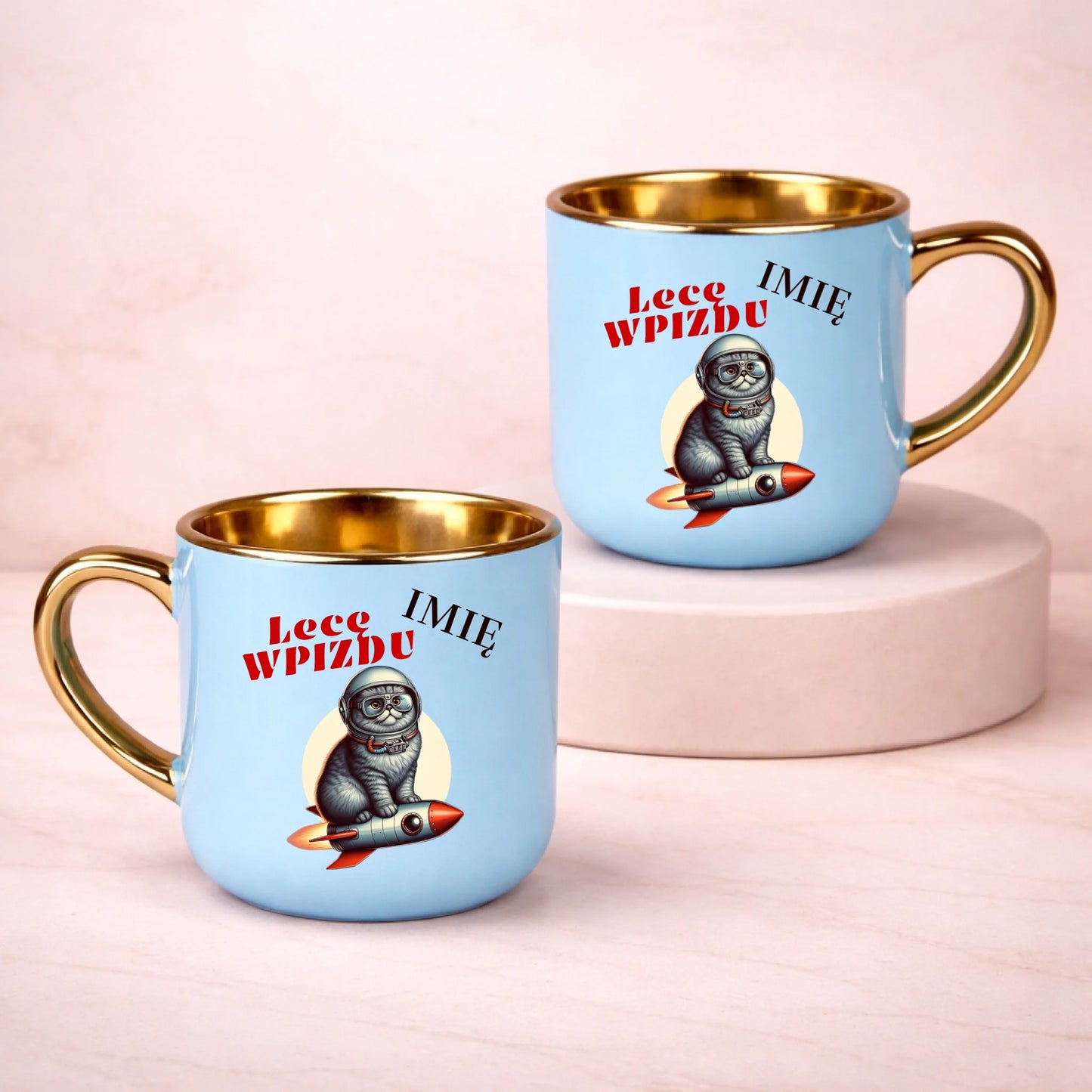 kubek z własnym nadrukiem 400ml personalizowane prezenty pl niebieski