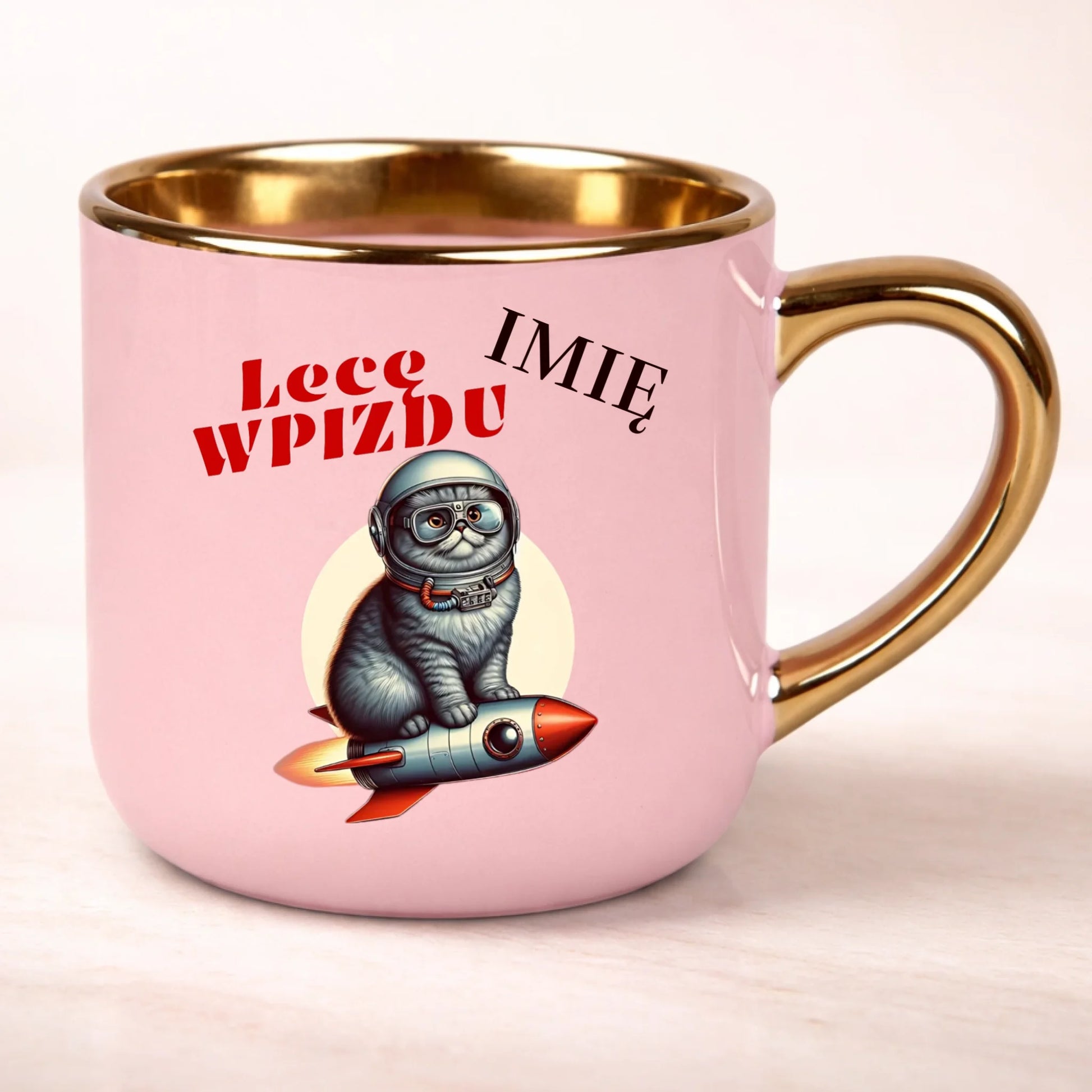 kubek personalizowany z nadrukiem 400ml rozowy