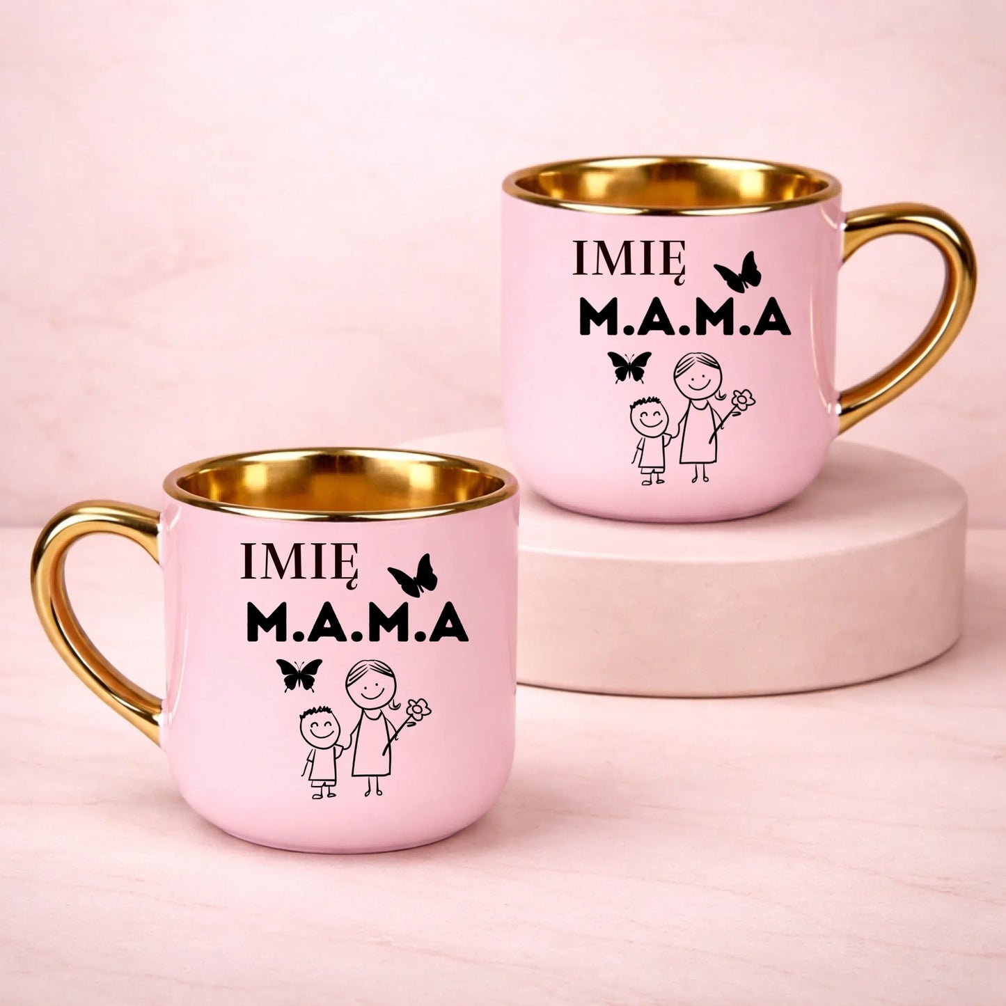 kubek z własnym nadrukiem 400ml personalizowane prezenty pl różowy