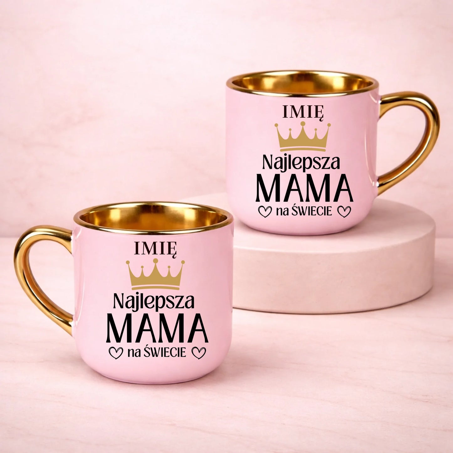kubek z własnym nadrukiem 400ml personalizowane prezenty pl różowy