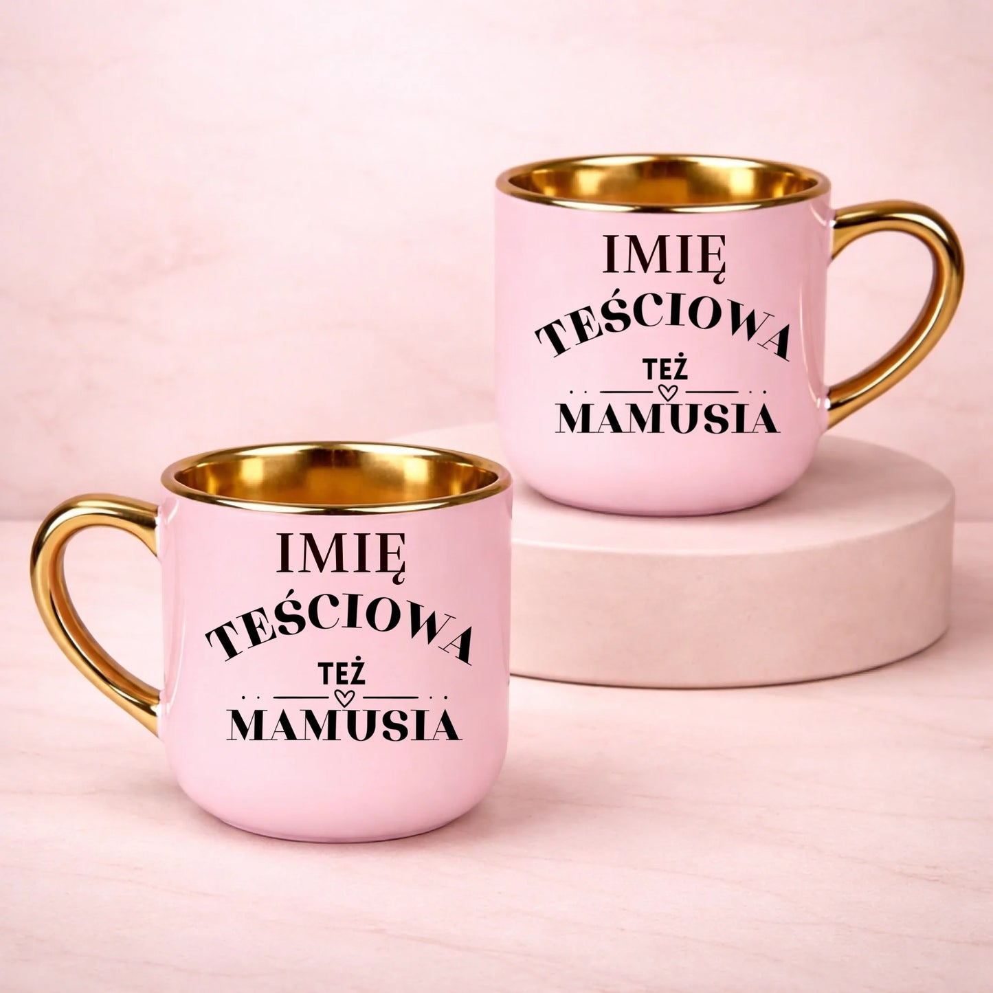 kubek z własnym nadrukiem 400ml personalizowane prezenty pl różowy