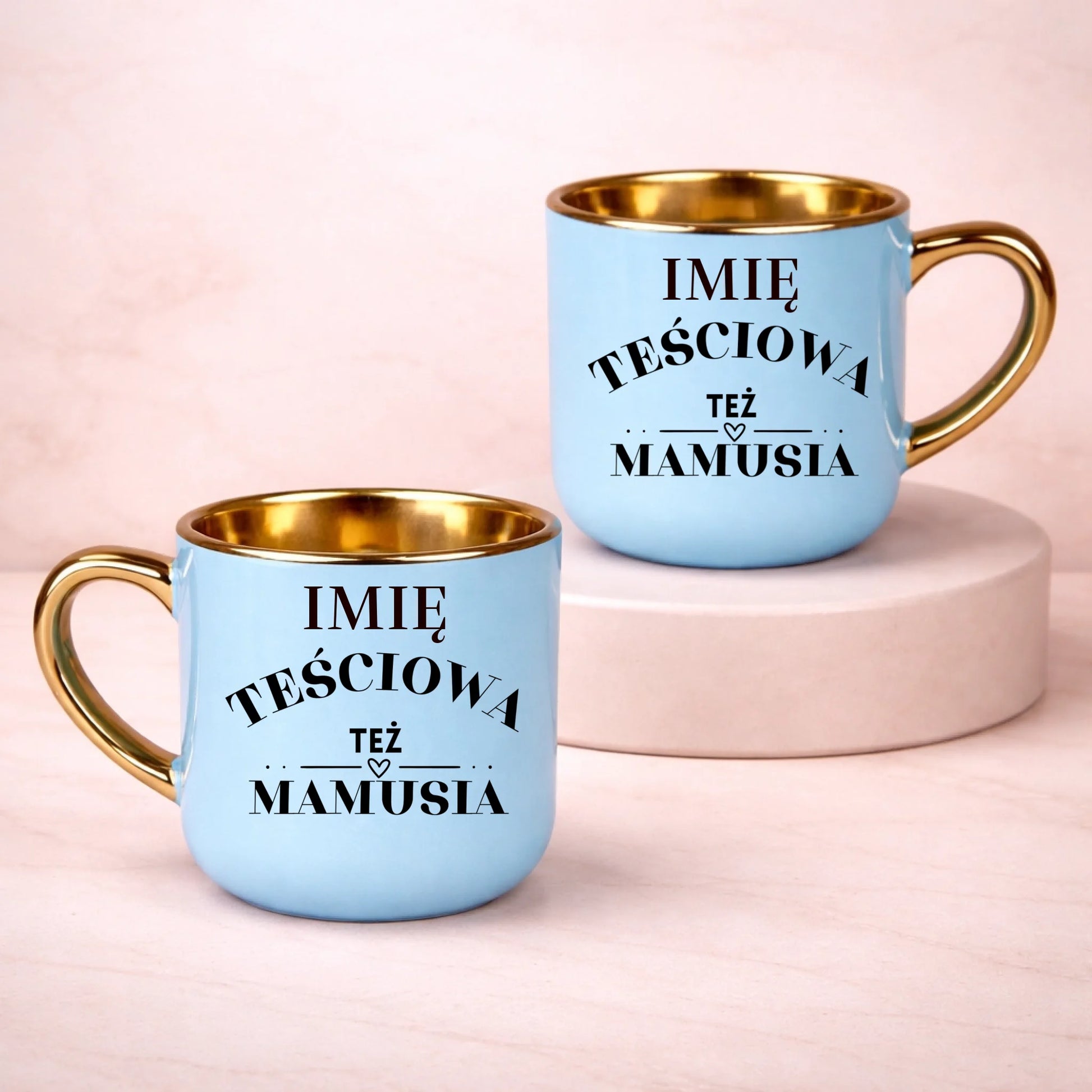 kubek z własnym nadrukiem 400ml personalizowane prezenty pl niebieski