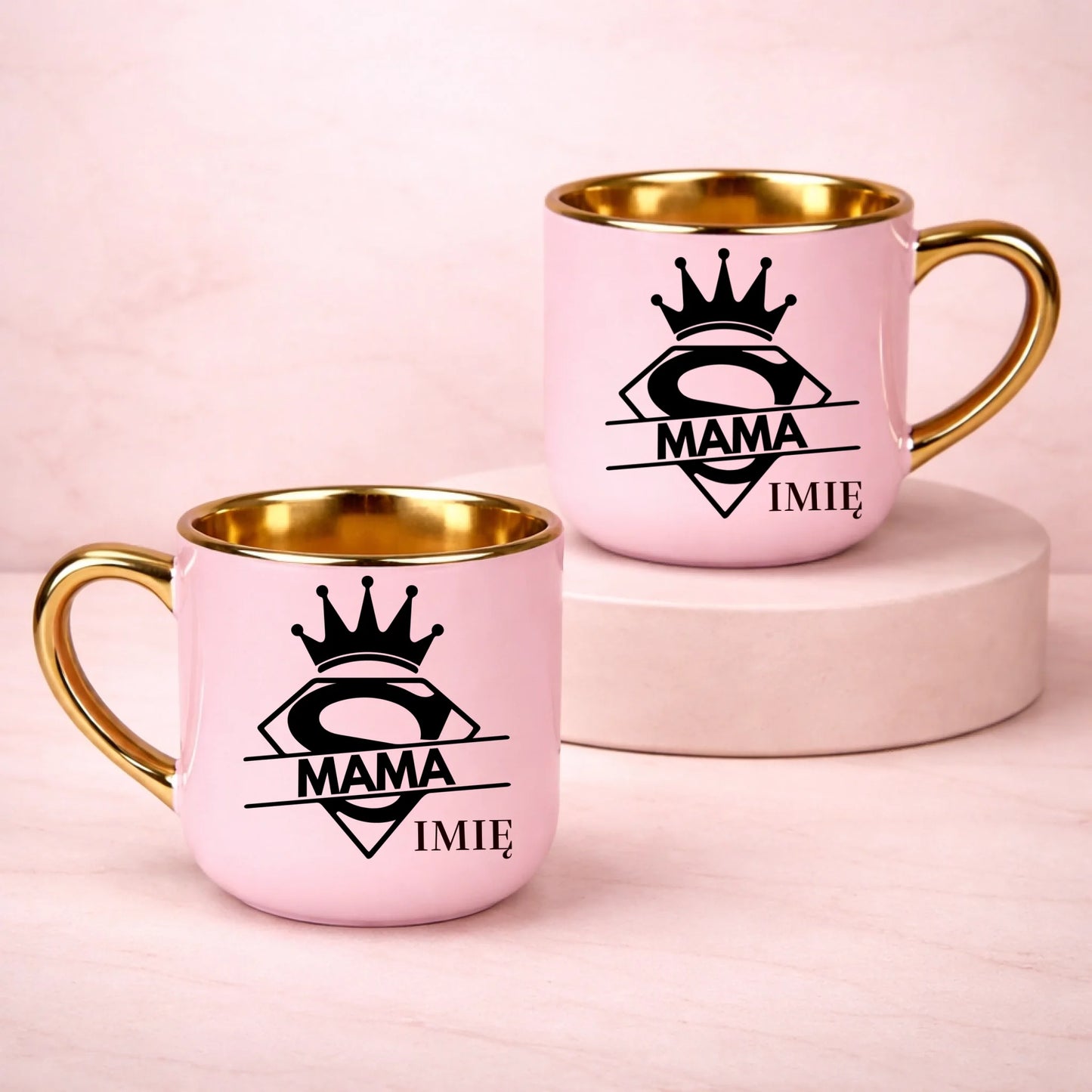kubek z własnym nadrukiem 400ml personalizowane prezenty pl różowy