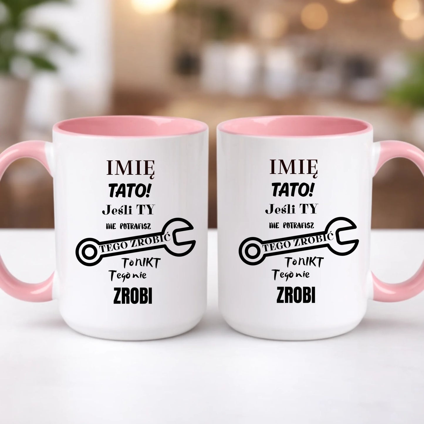 kubek z własnym nadrukiem 440ml personalizowane prezenty pl różowy