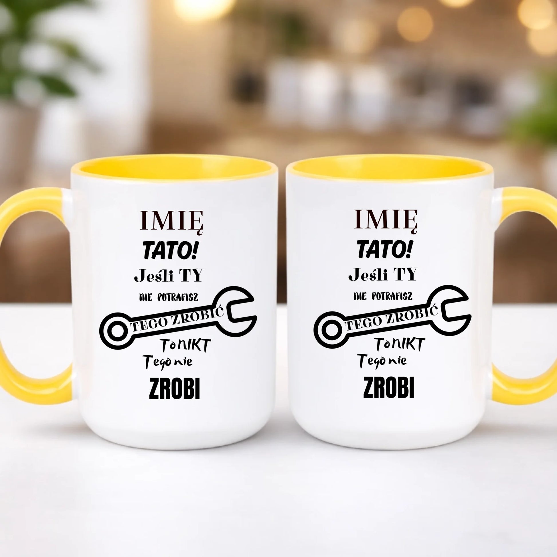kubek z własnym nadrukiem 440ml personalizowane prezenty pl żółty
