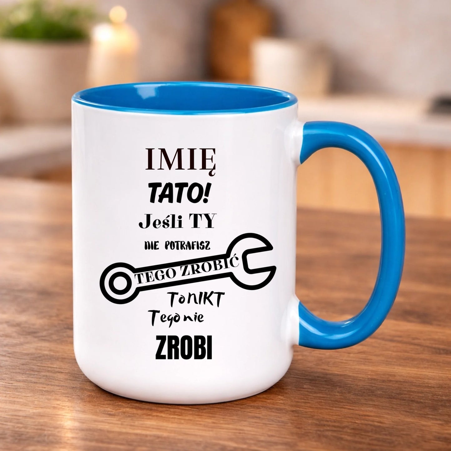 kubek z własnym nadrukiem 440ml personalizowane prezenty pl niebieski