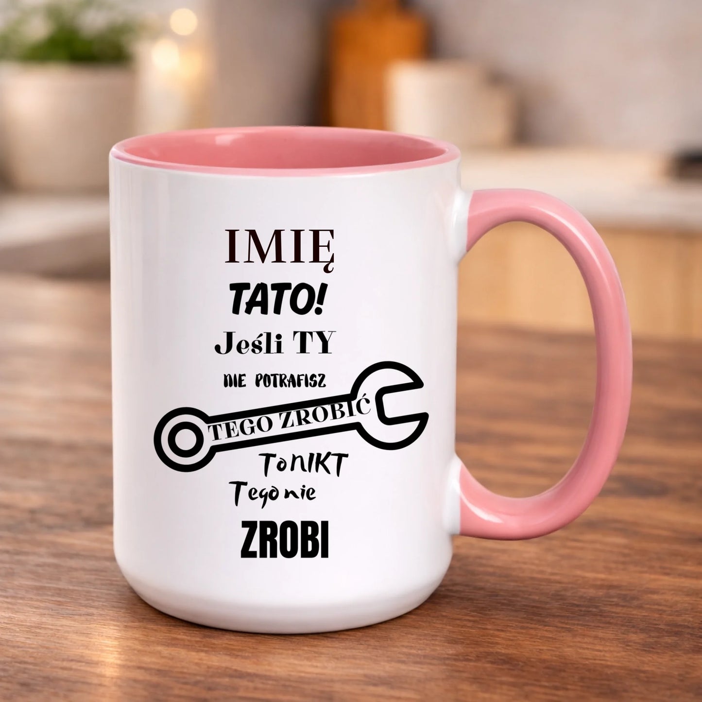 kubek z własnym nadrukiem 440ml personalizowane prezenty pl różowy