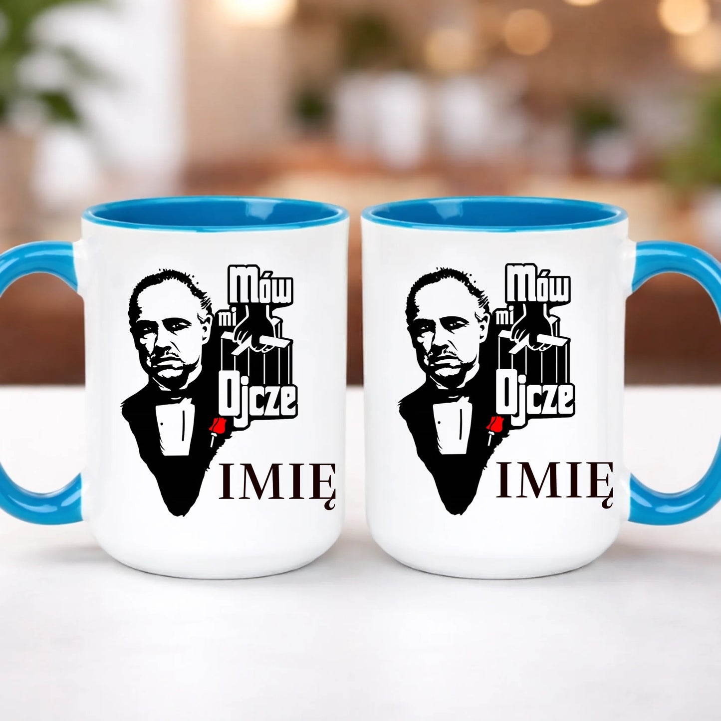 kubek z własnym nadrukiem 440ml personalizowane prezenty pl niebieski