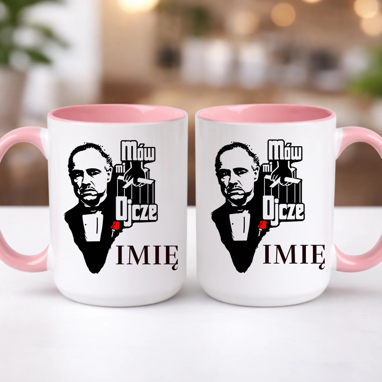kubek z własnym nadrukiem 440ml personalizowane prezenty pl różowy