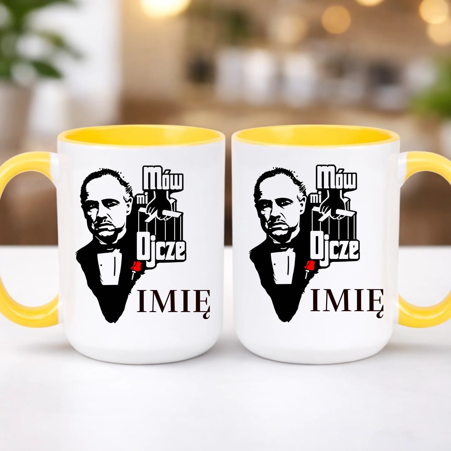kubek z własnym nadrukiem 440ml personalizowane prezenty pl żółty