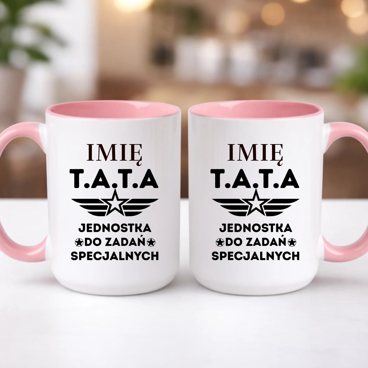 kubek z własnym nadrukiem 440ml personalizowane prezenty pl różowy