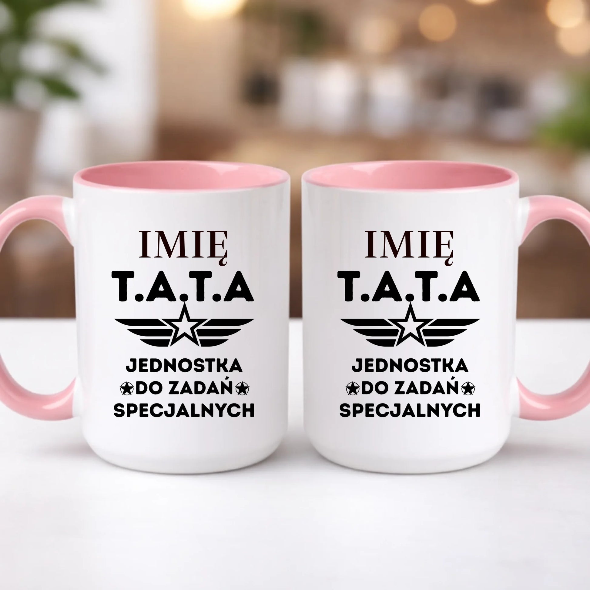 kubek z własnym nadrukiem 440ml personalizowane prezenty pl różowy