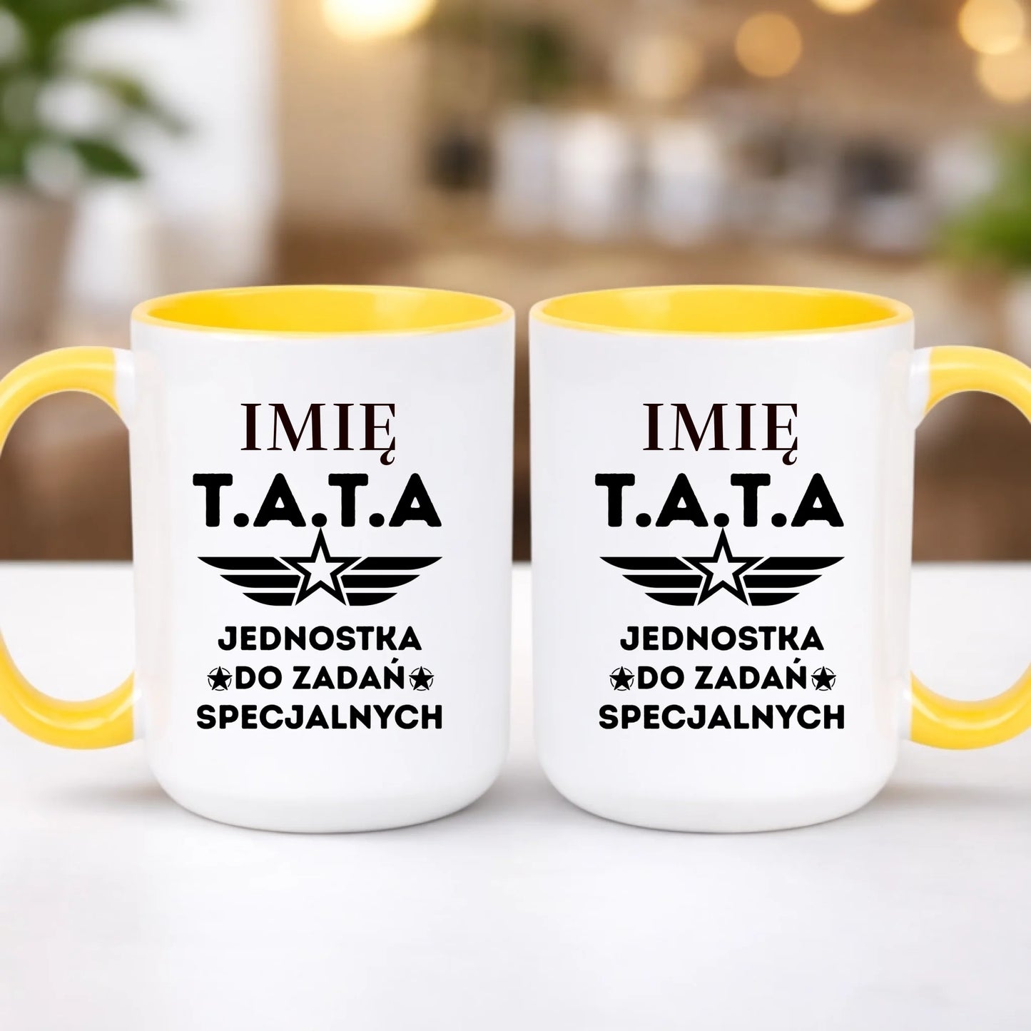 kubek z własnym nadrukiem 440ml personalizowane prezenty pl żółty