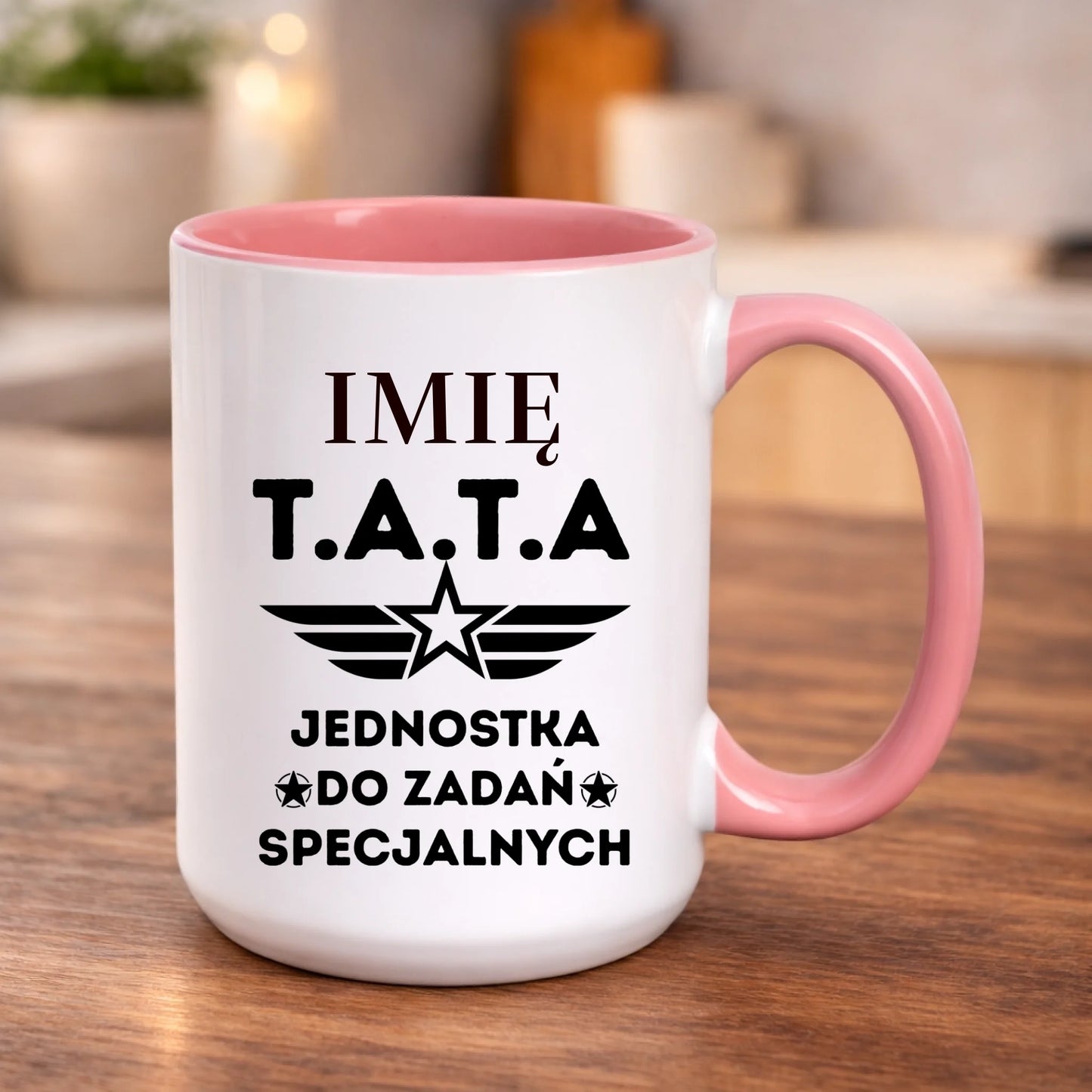 kubek z własnym nadrukiem 440ml personalizowane prezenty pl różowy