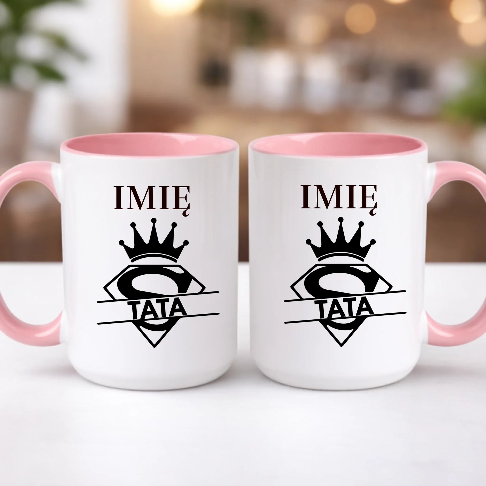 kubek z własnym nadrukiem 440ml personalizowane prezenty pl różowy