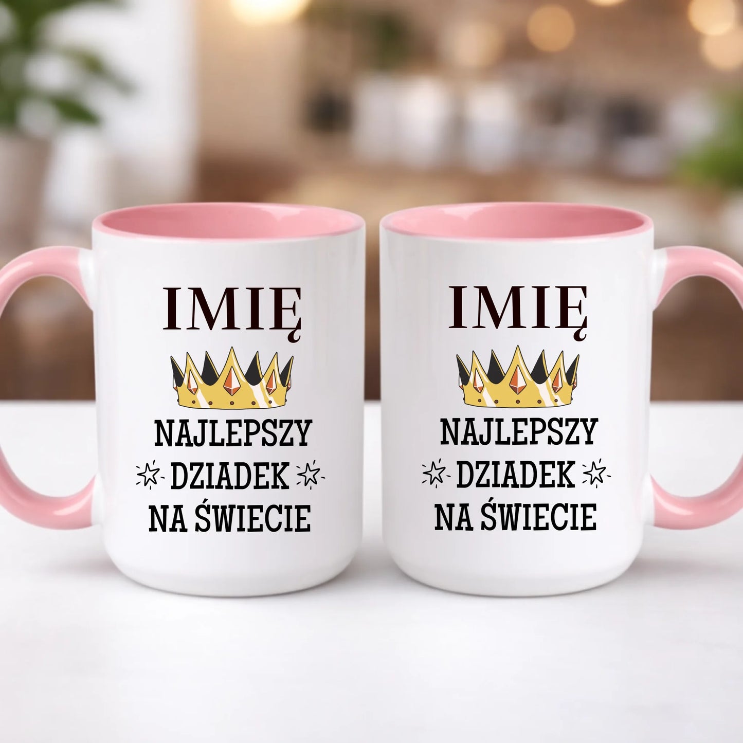 kubek z własnym nadrukiem 440ml personalizowane prezenty pl różowy