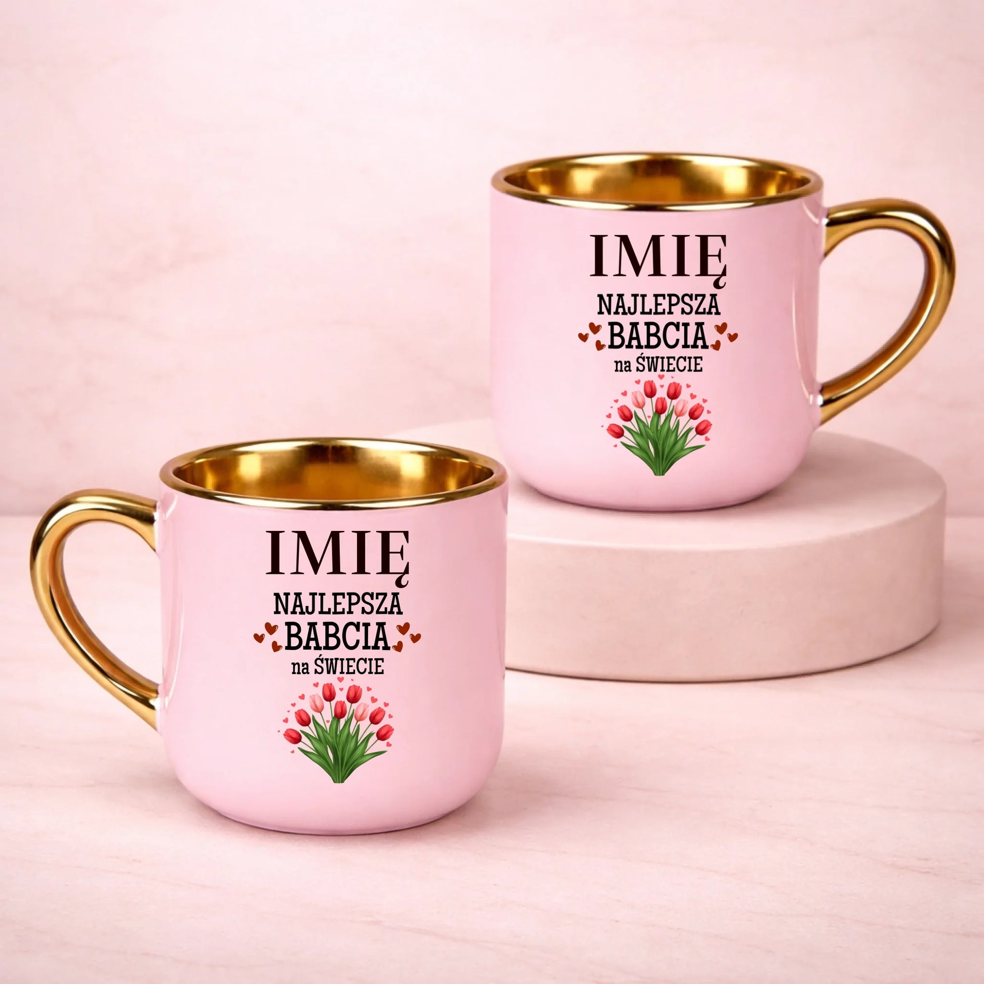 kubek z własnym nadrukiem 400ml personalizowane prezenty pl różowy