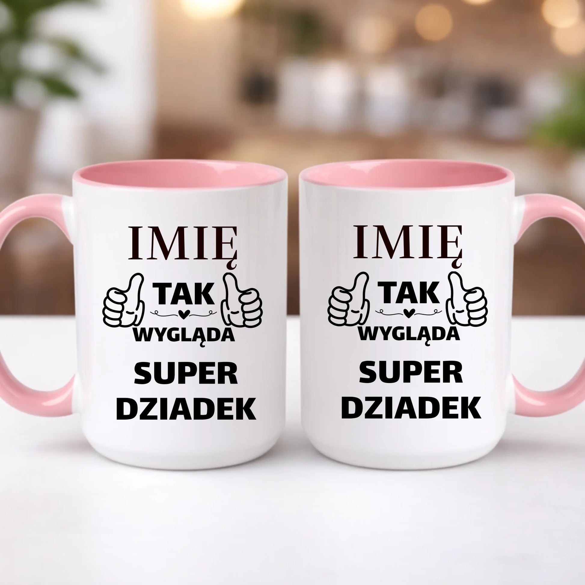 kubek z własnym nadrukiem 440ml personalizowane prezenty pl różowy