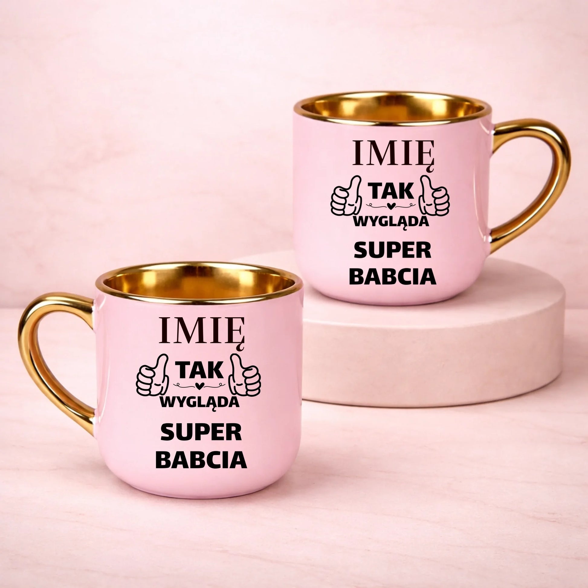 kubek z własnym nadrukiem 400ml personalizowane prezenty pl różowy