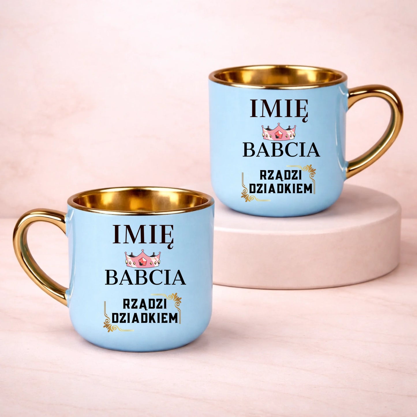 kubek z własnym nadrukiem 400ml personalizowane prezenty pl niebieski