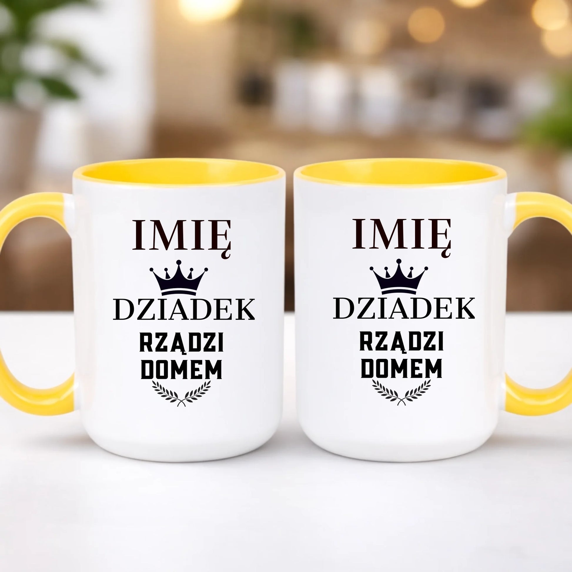 kubek z własnym nadrukiem 440ml personalizowane prezenty pl żółty
