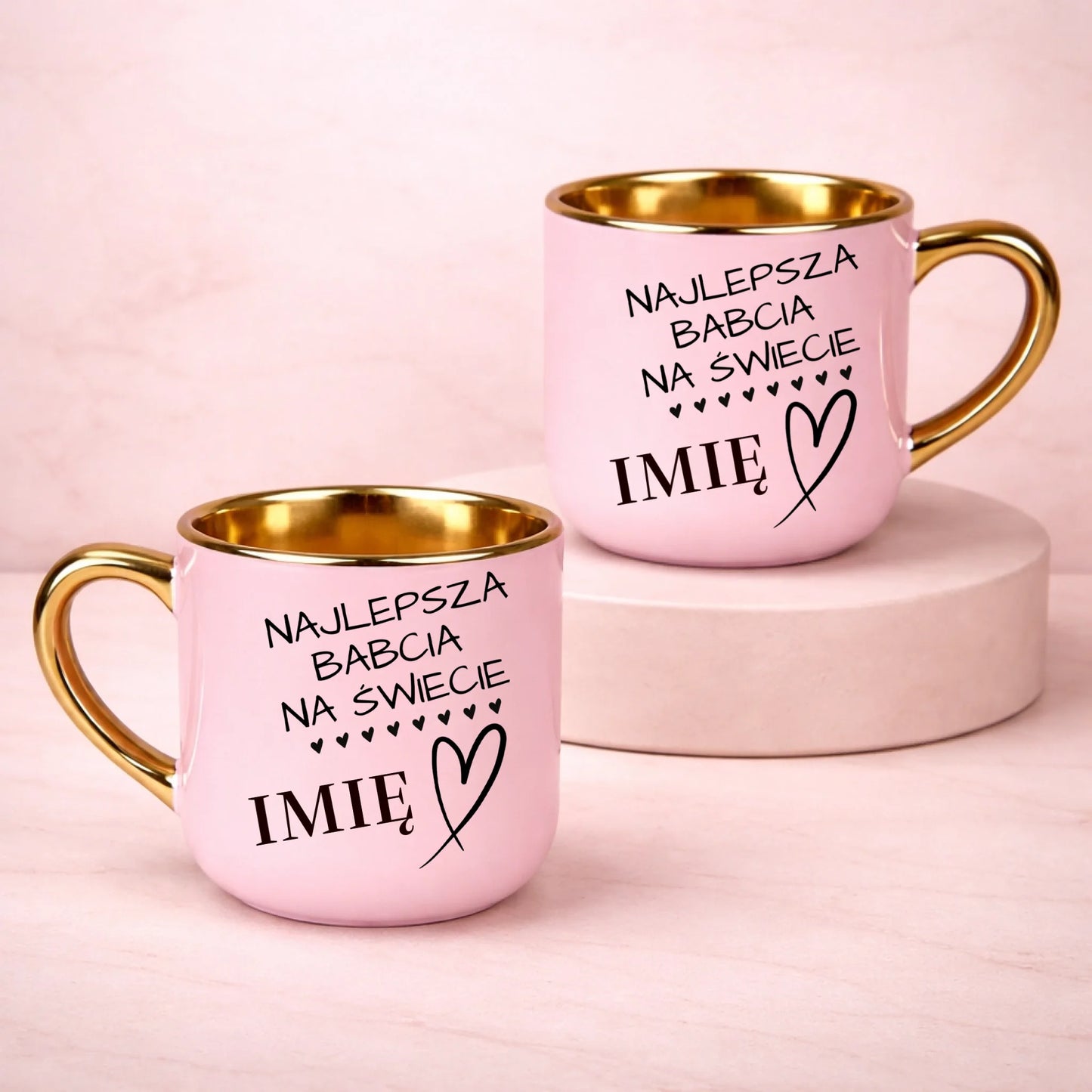 kubek z własnym nadrukiem 400ml personalizowane prezenty pl różowy
