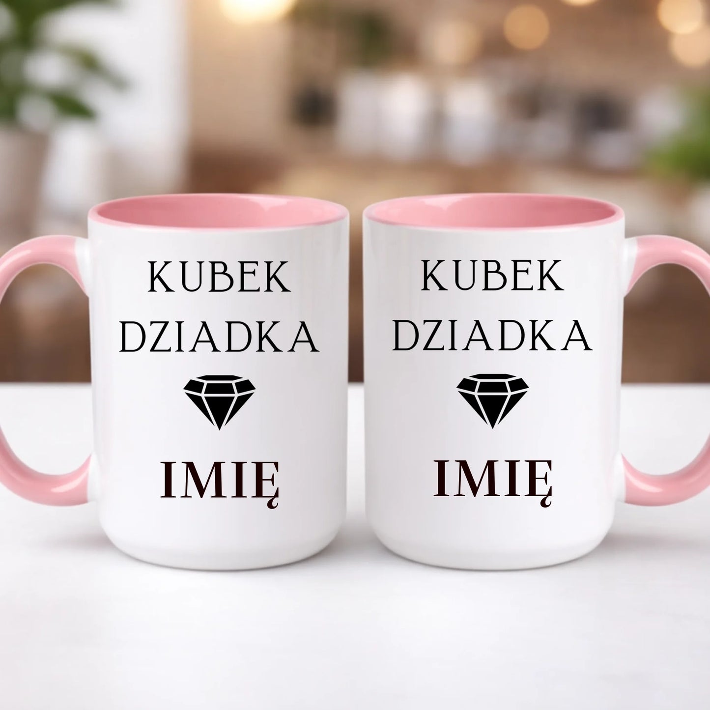 kubek z własnym nadrukiem 440ml personalizowane prezenty pl różowy