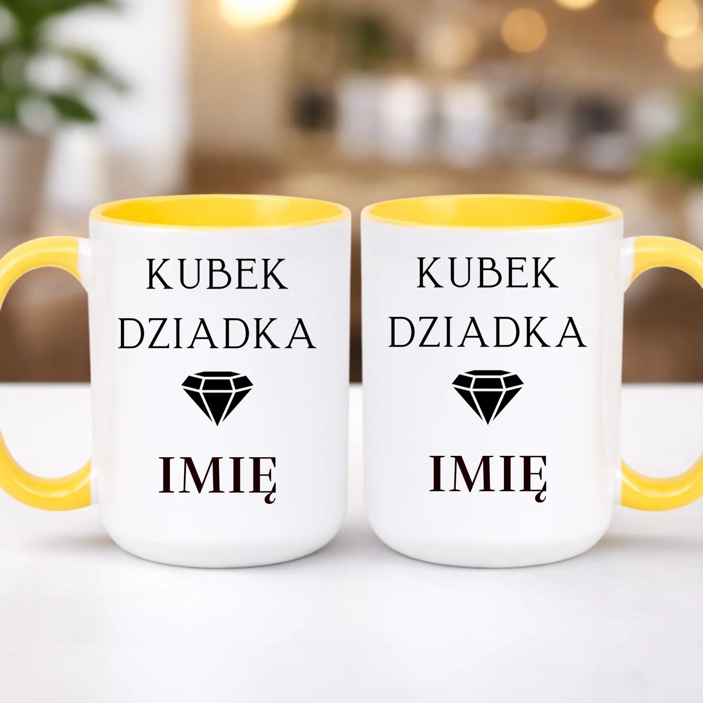 kubek z własnym nadrukiem 440ml personalizowane prezenty pl żółty