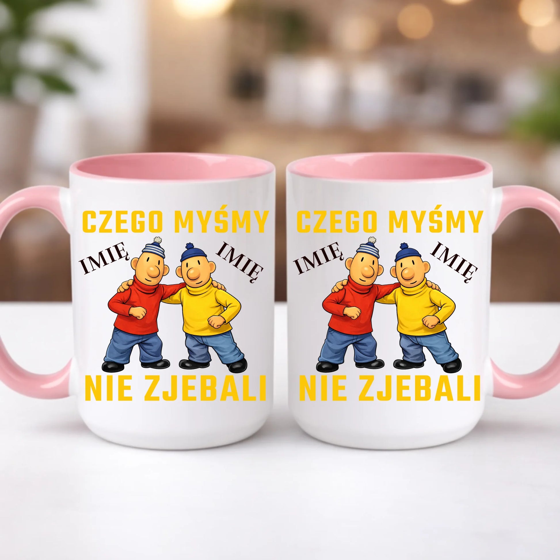 kubek z własnym nadrukiem 440ml personalizowane prezenty pl różowy