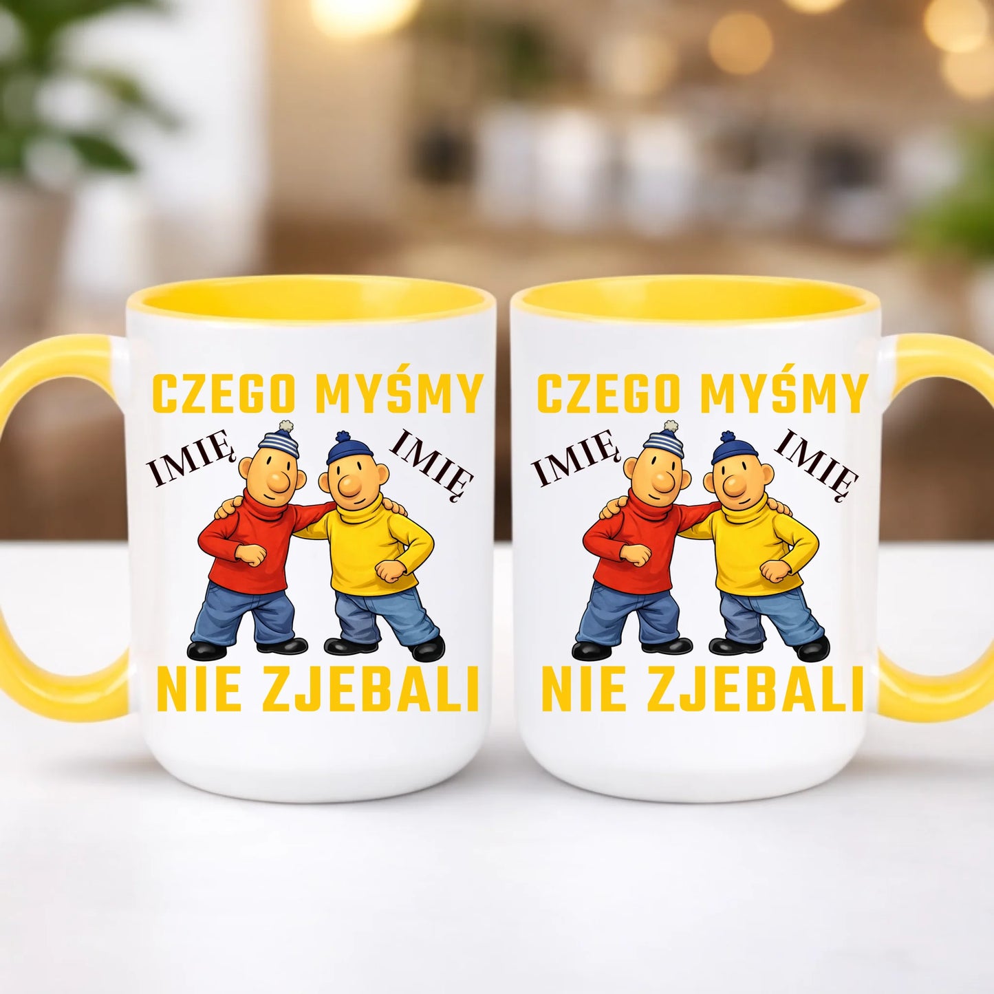 kubek z własnym nadrukiem 440ml personalizowane prezenty pl żółty