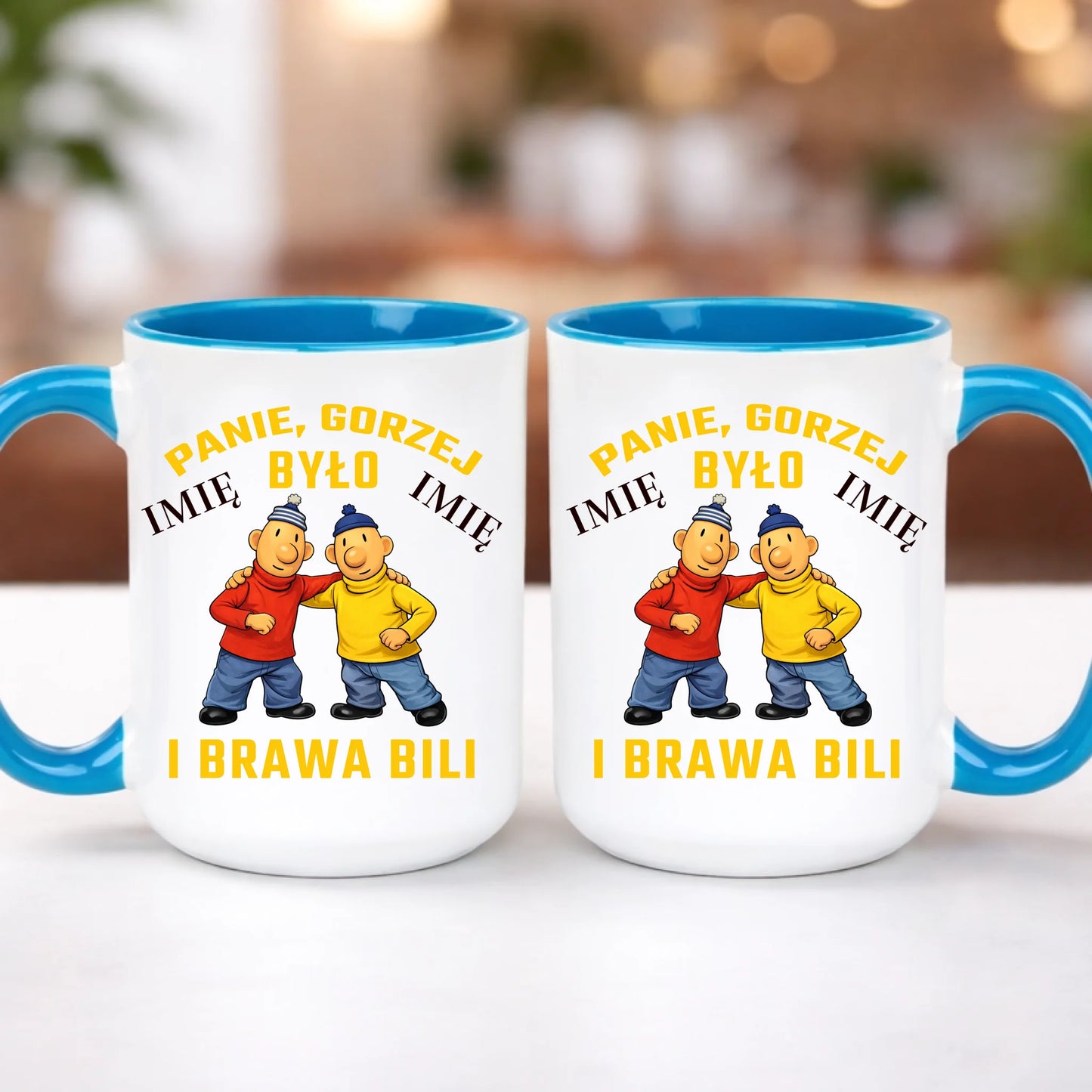 kubek z własnym nadrukiem 440ml personalizowane prezenty pl niebieski