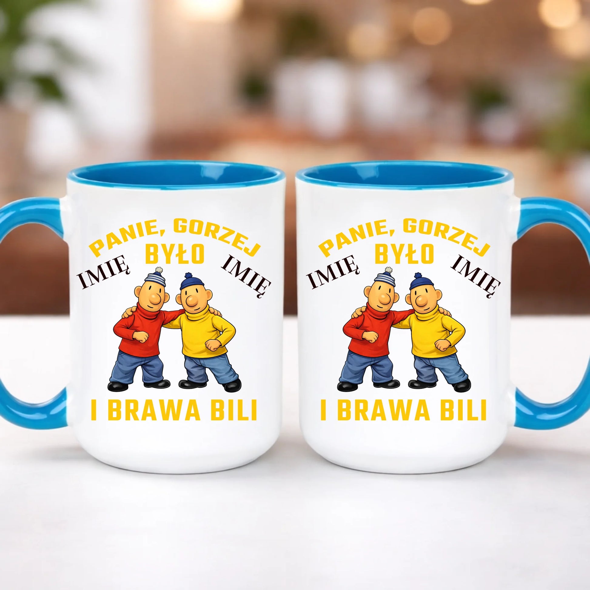 kubek z własnym nadrukiem 440ml personalizowane prezenty pl niebieski